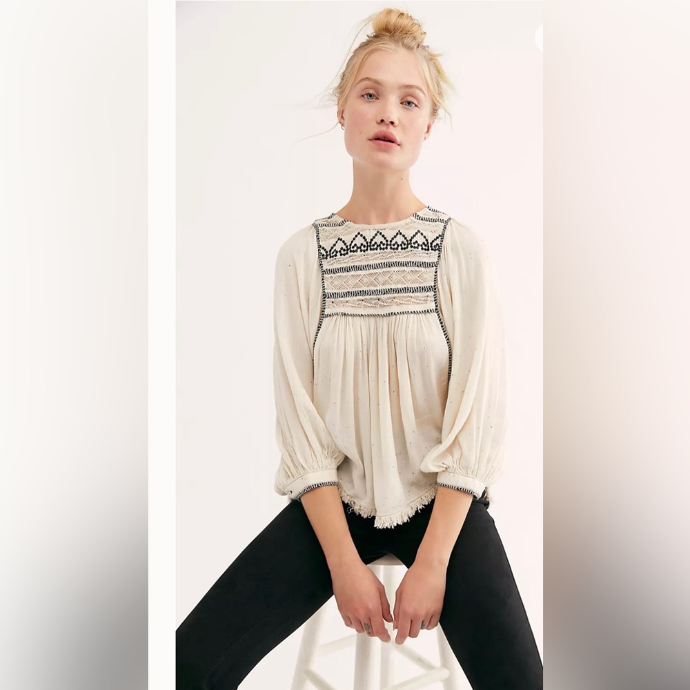 FREE PEOPLE. CYPRUS AVENUE EMBROIDERED TOP